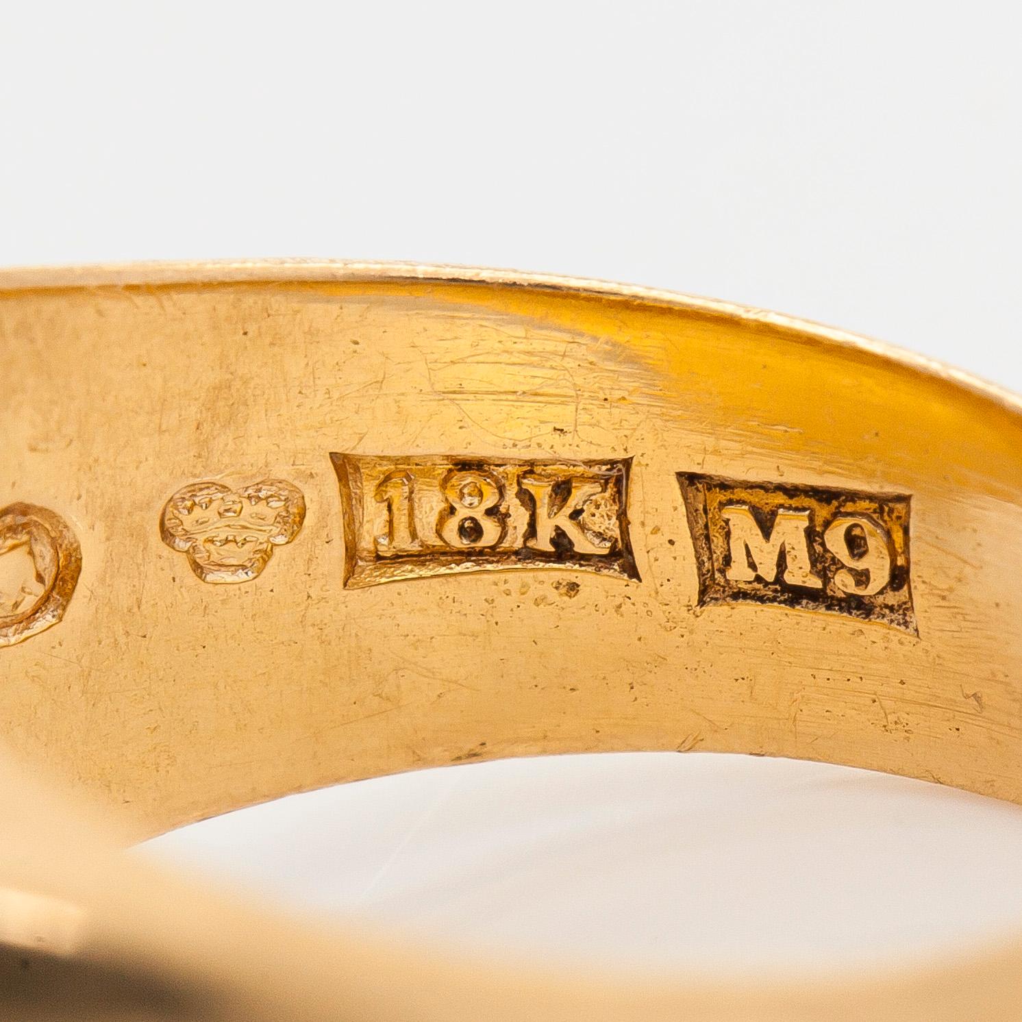 Sinettisormus, 18K kultaa. Tukholma 1962.