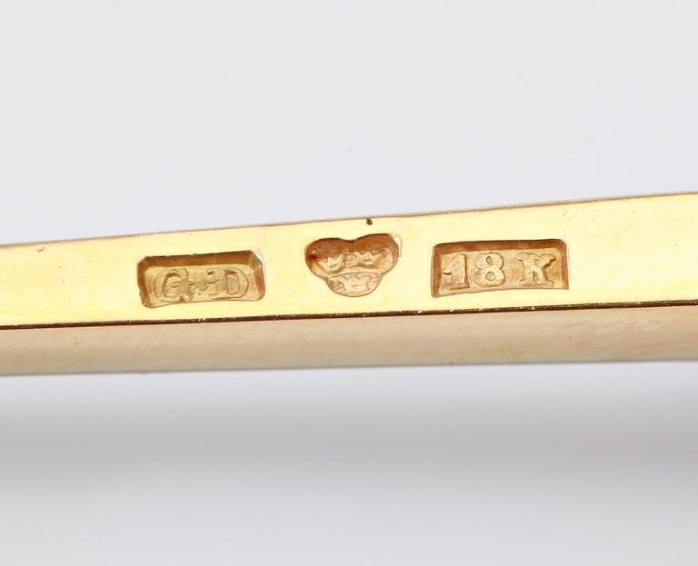 BROSCHNÅL, briljanslipade diamanter, totalt ca 1,07 ct.