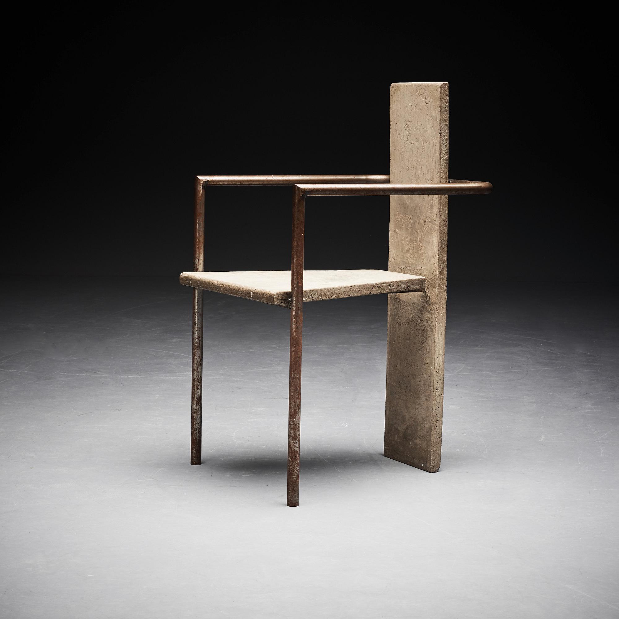 Jonas Bohlin, a "Concrete" armchair, Källemo, Värnamo, Sweden 1981.