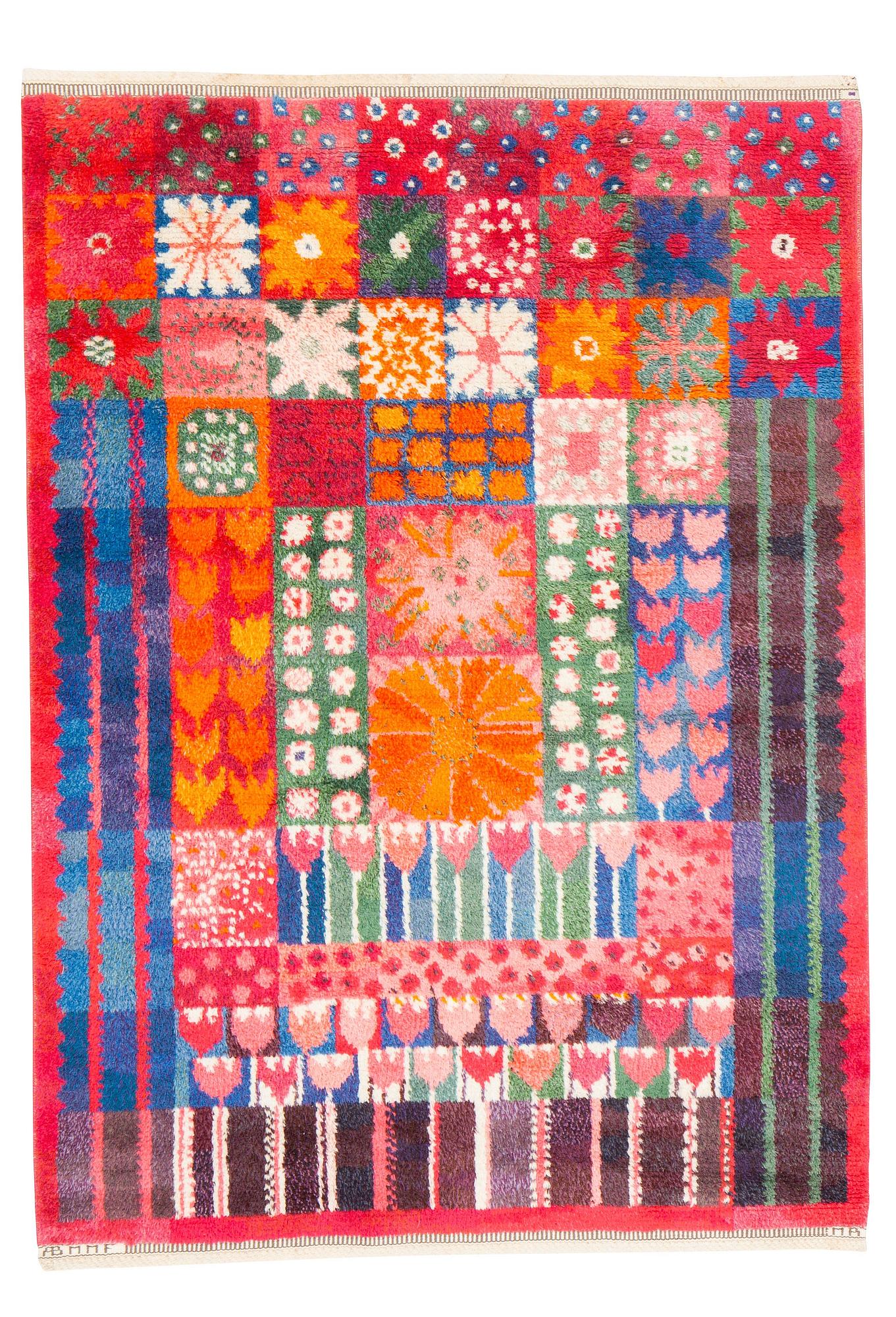 Marianne Richter, matta, "Blommig rya", rya, ca 176,5 x 130 cm, signerad AB MMF MR.