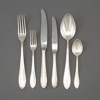 A mid 20th century 109 part silver cutlery set.