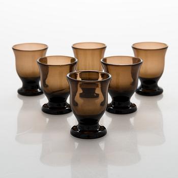Gunnel Nyman, schnapps glasses, 6 pcs, number 3254, 5 cl, Riihimäen Lasi Oy. Finland. 1932.
