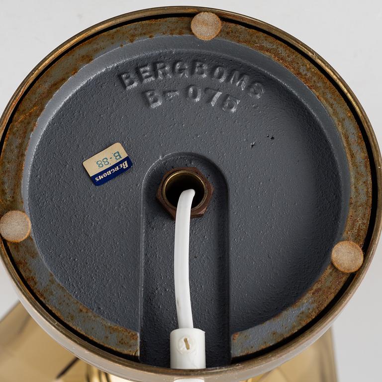 A decond half of the 20th Century brass and glass table light from Bergboms.
