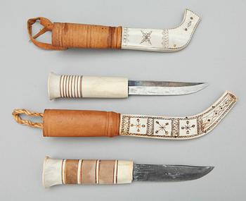 HORN- resp SAMEKNIV, 3 st, Knut Dahlgren, Arjeplog samt trol. Anders Rikko, Kaitum.