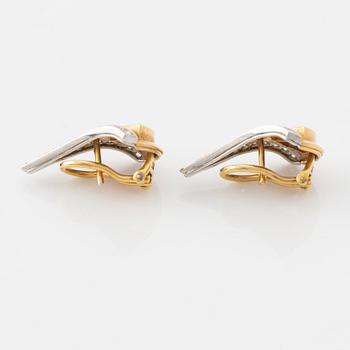 A pair of W.A Bolin earrings, gold and, tourmaline, tanzanite and brilliant cut diamonds.