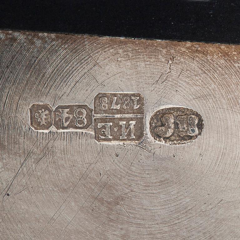 A 19th-century parcel-gilt silver teapot, maker's mark of Johan Heinoin, Saint Petersburg 1878.