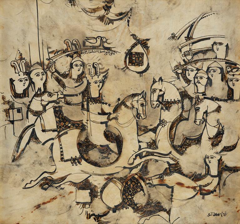Sadegh Tabrizi, Figure scene with horses.