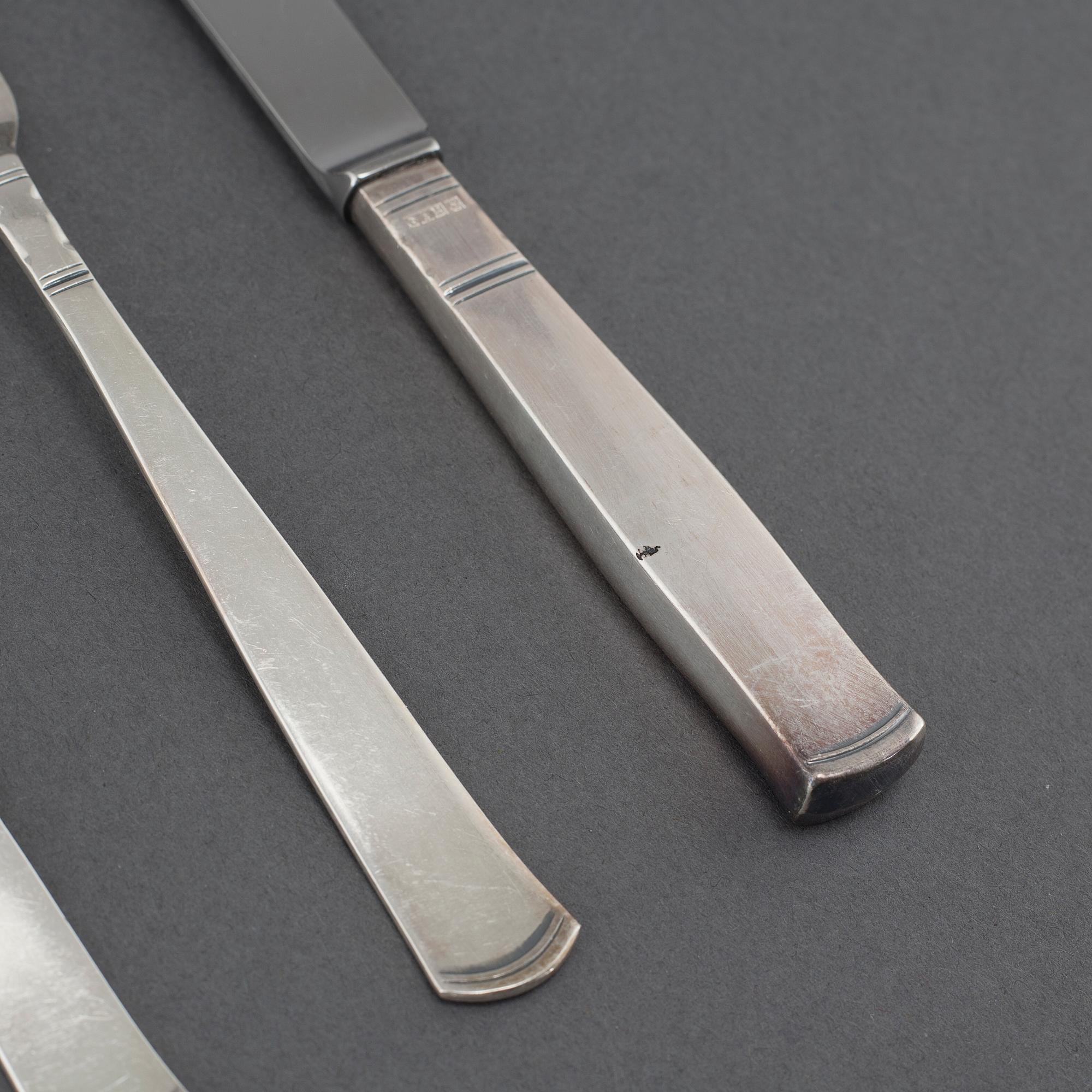 48 pieces of silver tableware by Jacob Ängman for GAB in Eskilstuna, model "Rosenholm", 1970.