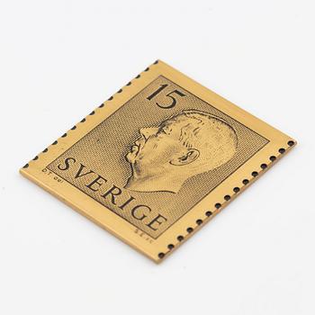 Plaque, 18K gold, numbered 372/1000, 1975, weight approx. 27 g.