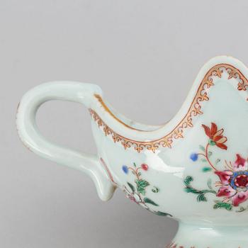 A famille rose sauce boat, Qing dynasty, Qianlong (1736-95).