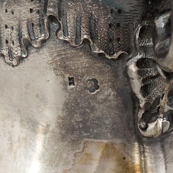 A SILVER COFFEEPOT, SUGARBOWL AND SIMILAR JUG, Hungary-Austria, ca 1900. Weight ca 1327 g.