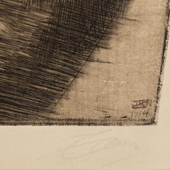Anders Zorn, etching, 1914, signed in pencil.