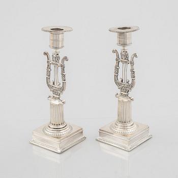 A pair of Swedish silver candlesticks, mark of Adolf Zethelius 1823.