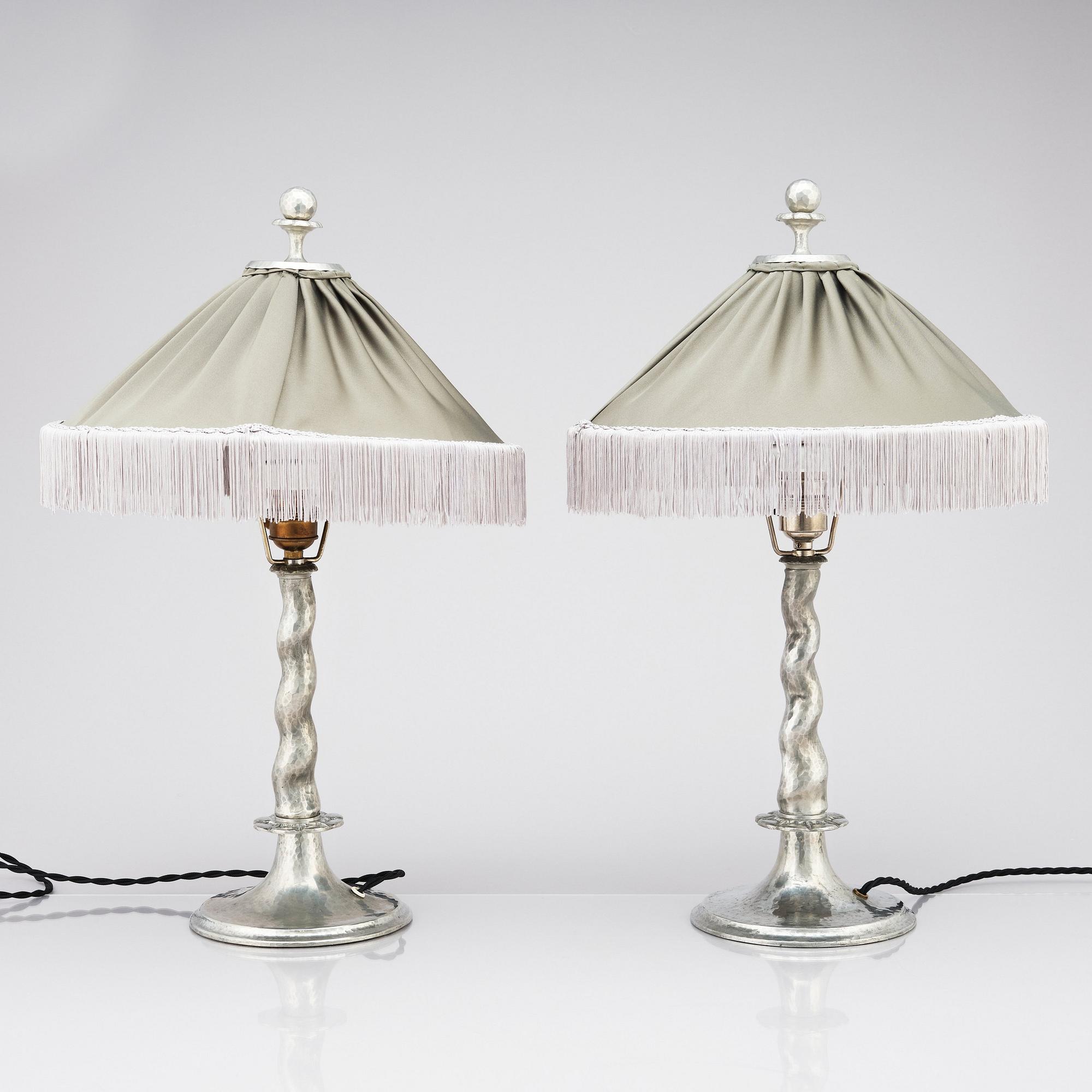 Harald Notini, a pair of table lamps, model "6891", Arvid Böhlmarks Lampfabrik, 1920s.