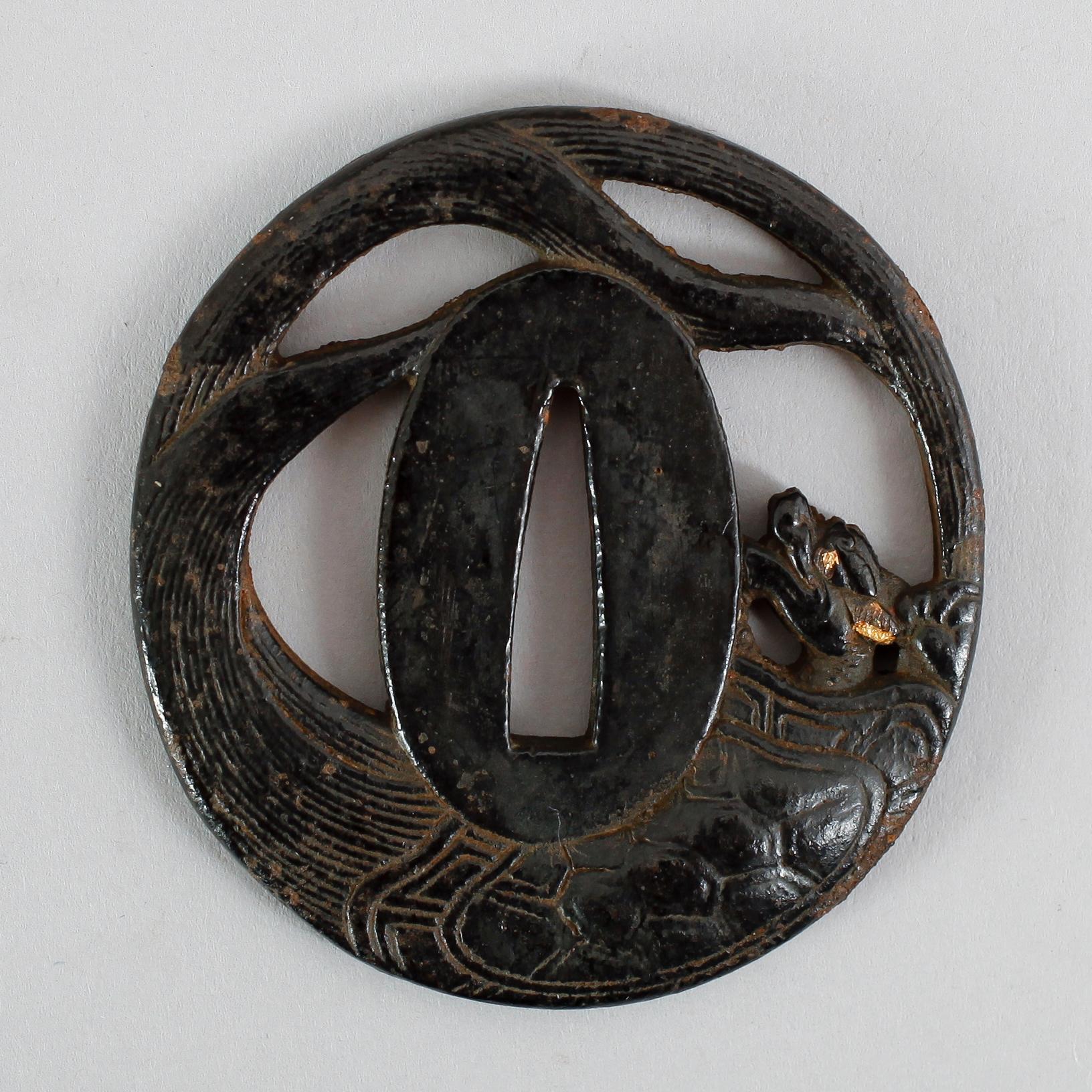TSUBA, järn, Japan, 1800-tal.