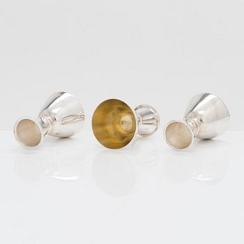 Tapio Wirkkala, pikareita, 6 kpl, hopeaa, TW 329, Kultakeskus, Hämeenlinna 1960-70-luku.