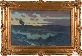 Väinö Blomstedt, Sailboat at stormy sea.