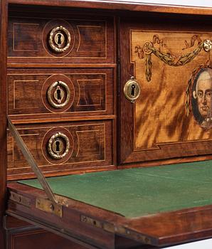 A Gustavian travel secretaire by Georg Haupt (master in Stockholm 1770-1784), signed.