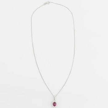 Garnet and brilliant cut diamond necklace.