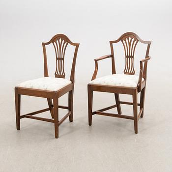 Chairs 10 pcs and armchairs 1 pair Chippendale style England circa 1900.