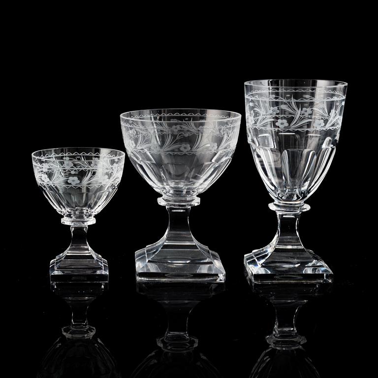 A Cut glass service, presumably by Kosta, 20th Century. (26 pieces).