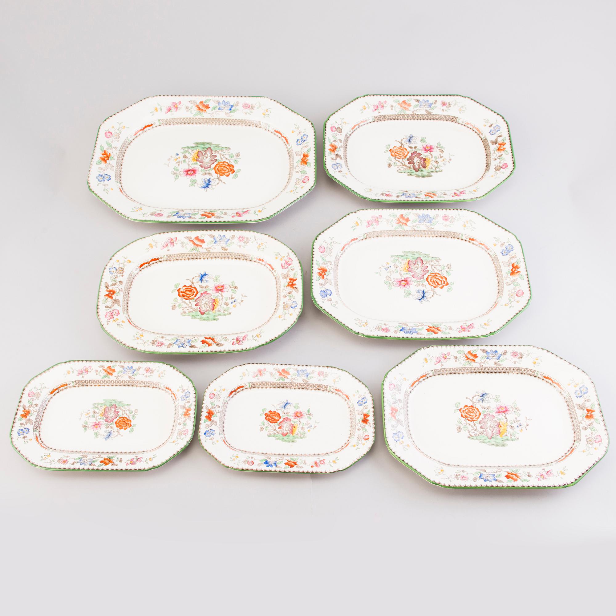 A 132-piece set of 'Chinese Rose' tableware, Copeland Spode, England 1930s.