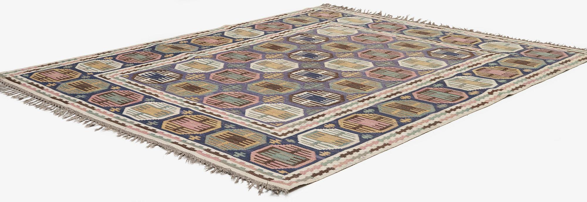 Märta Måås-Fjetterström, a carpet, 'Dukater', flat weave, c. 315 x 250 cm, signed AB MMF.