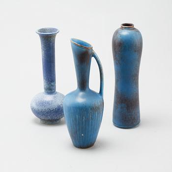 GUNNAR NYLUND, three vases in ceramic, Rörstrand, from the second half of the 20th century.