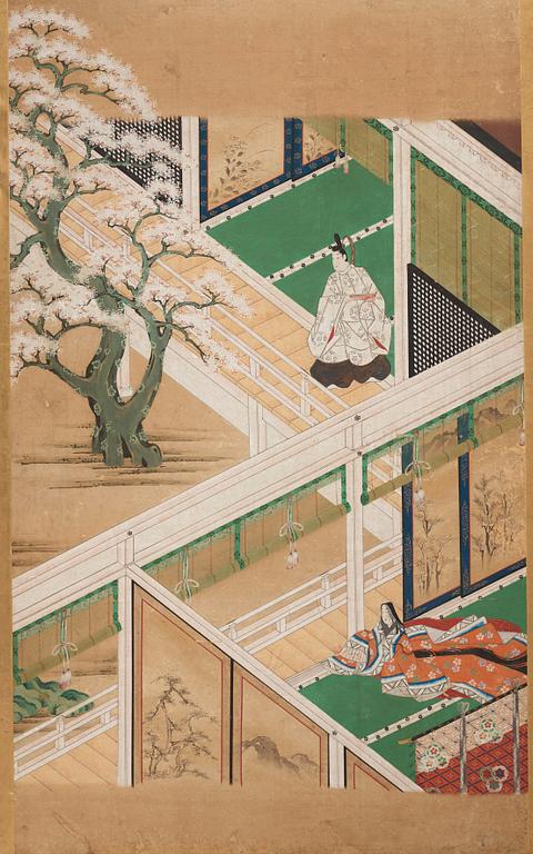 A Japanese six fold screen, Edo period (1603-1868).