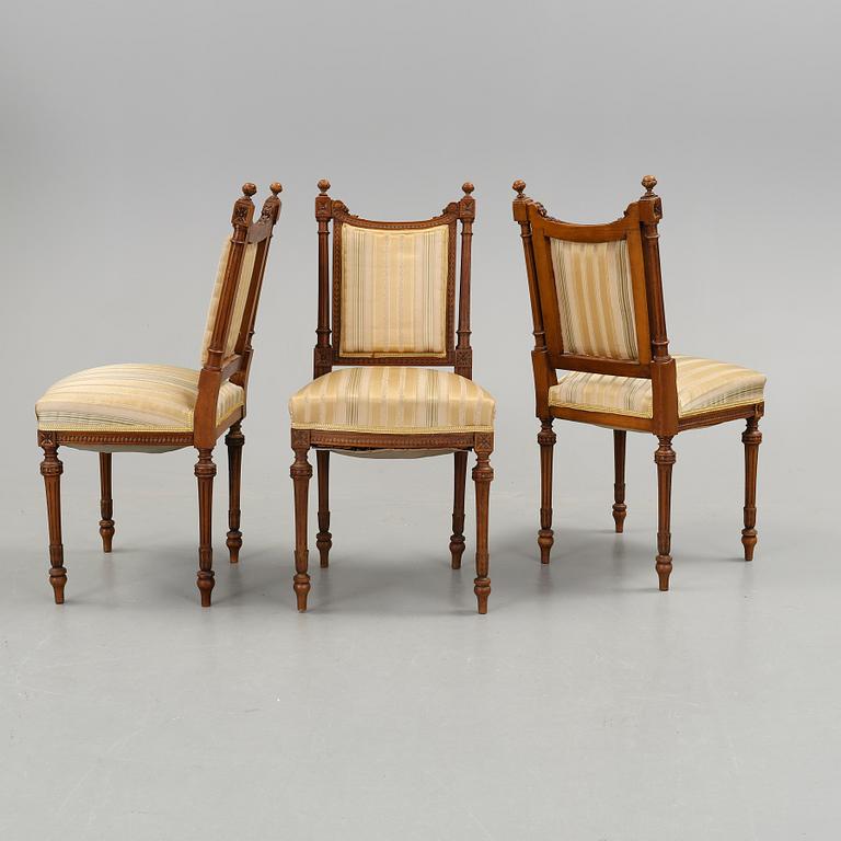STOLAR, 3 st, Louis XVI-stil, omkring 1900.