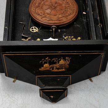 A lacquerwork wall pendulum clock, late 19th Century.