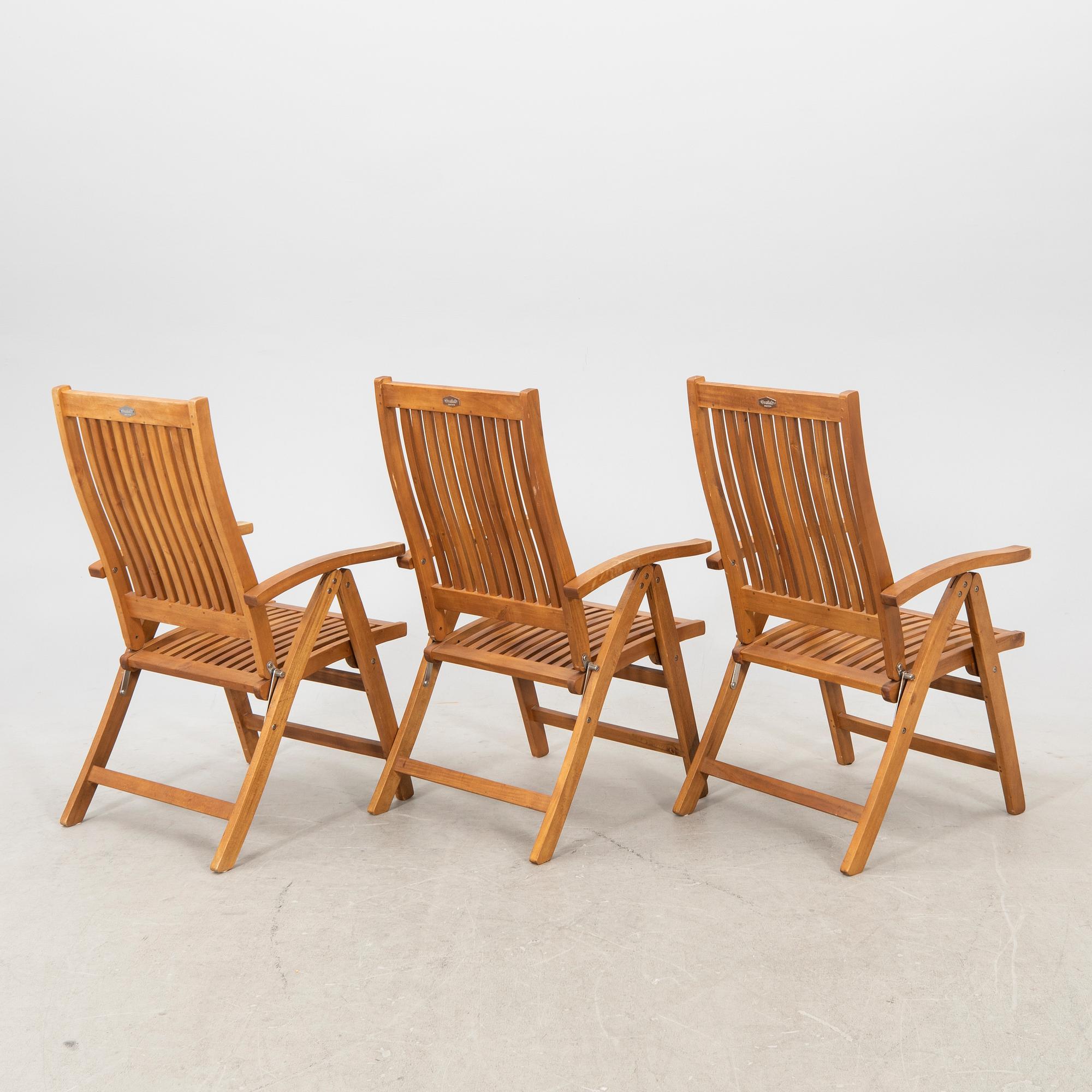 A 9 pcs stained teak garden suite by Brafab around 2000.