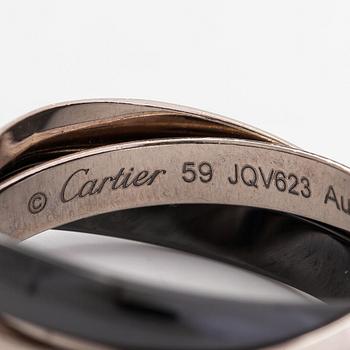 Cartier, sormus "Trinity", 18K valkokultaa ja keramiikkaa. Merkitty Cartier, JQV623.