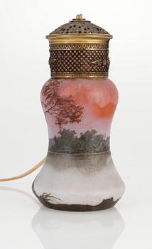 A Legras & Cie art nouveau glass table lamp, France.