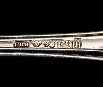 BESTICK, 60 delar, silver, "Olga", CG Hallberg, Stockholm 1950-tal. Total vikt ca 3075 g.