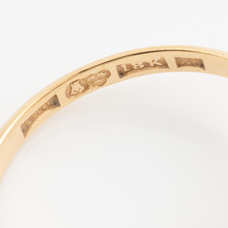 Ring, 18K guld med safir och vita stenar. 1940-tal.