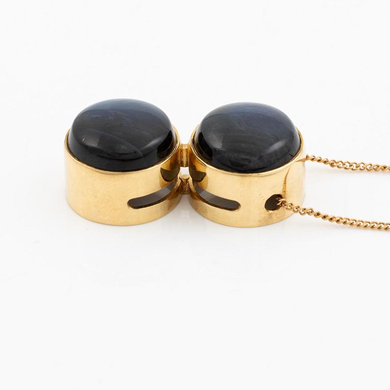 Pendant with chain 18K gold with spectrolite.