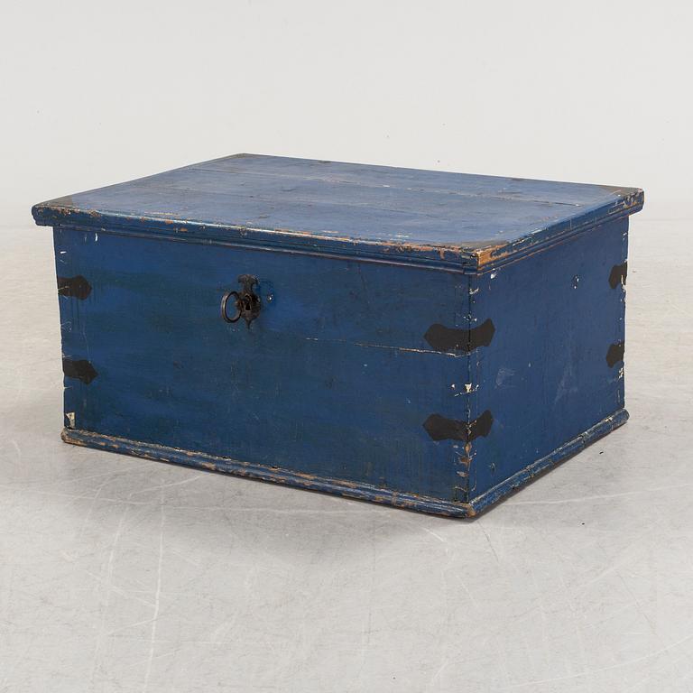 A painted pine chest, 19th Century.