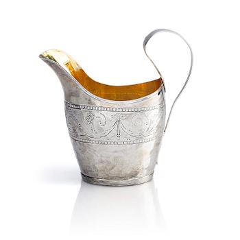 394. A Swedish early 19th century parcel-gilt silver cream-jug, mark of Johan Samuel Gottfrid Lange, Växjö 1815.