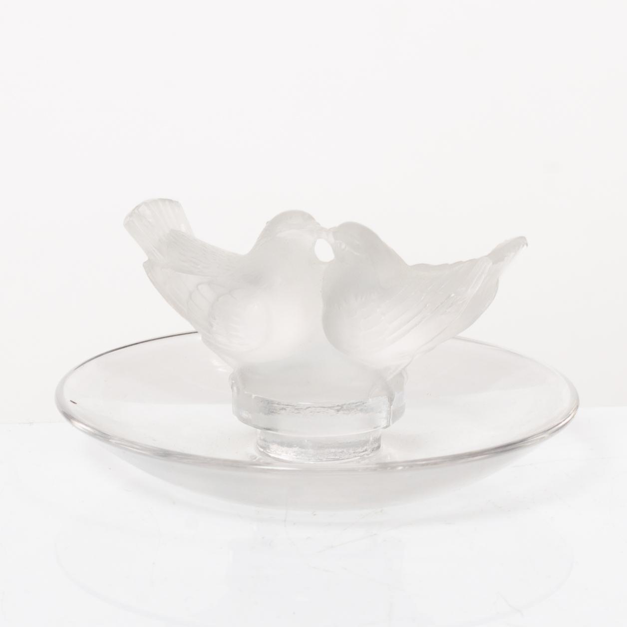 9 glass figurines, Lalique, France.