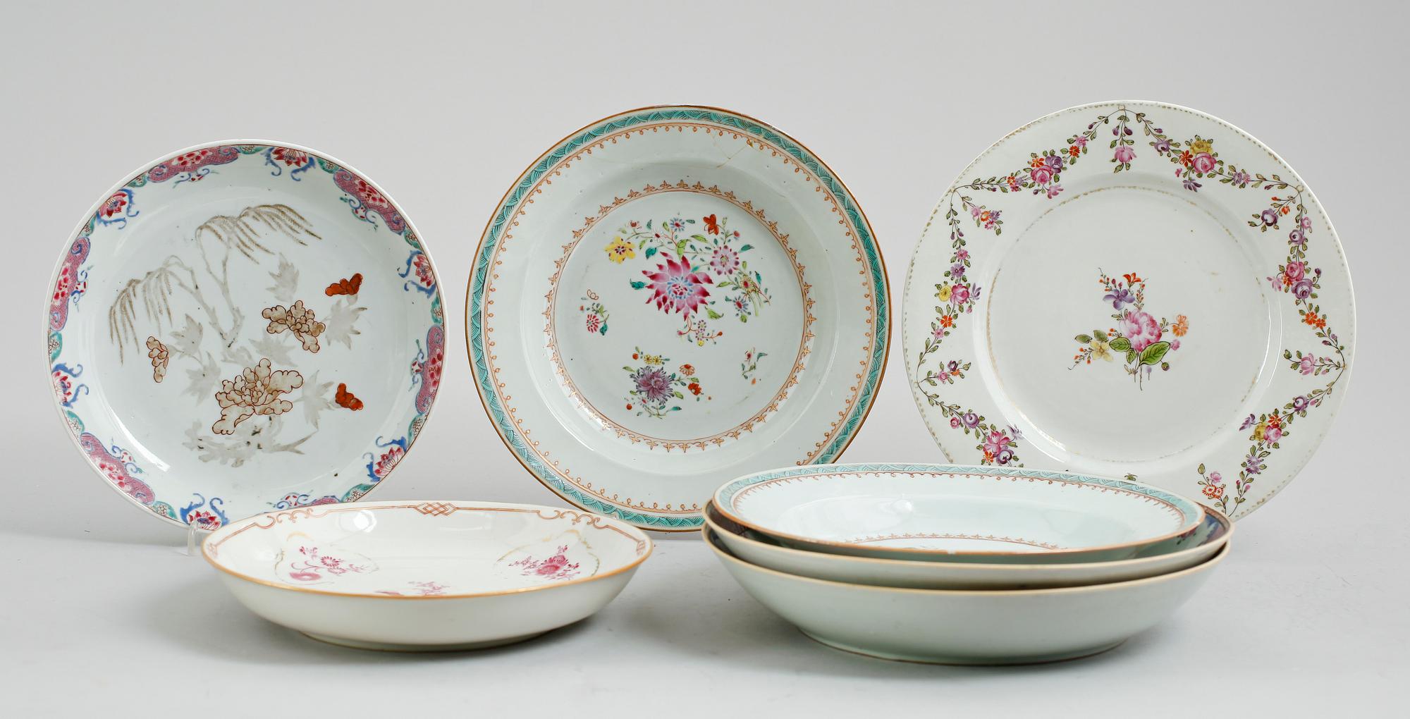 FAT, 7 st, porslin, Kina, Qianlong 1736-1795.