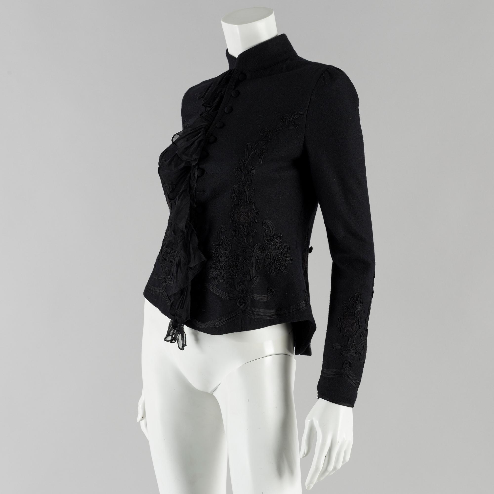 A black wool jacker by Ralph Lauren.