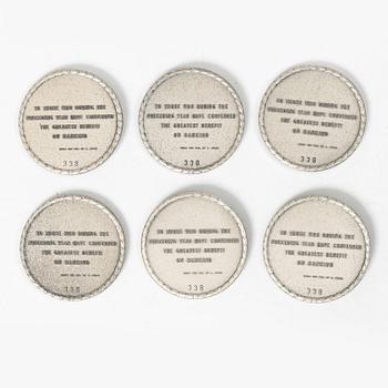 Minnesmedaljer, 6 st, silver, "1970 års Nobelpristagare", Sporrong, Norrtälje 1971.