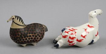 FIGURINER, 2 st, stengods, Stig Lindberg och Paul Hoff, Gustavsberg.