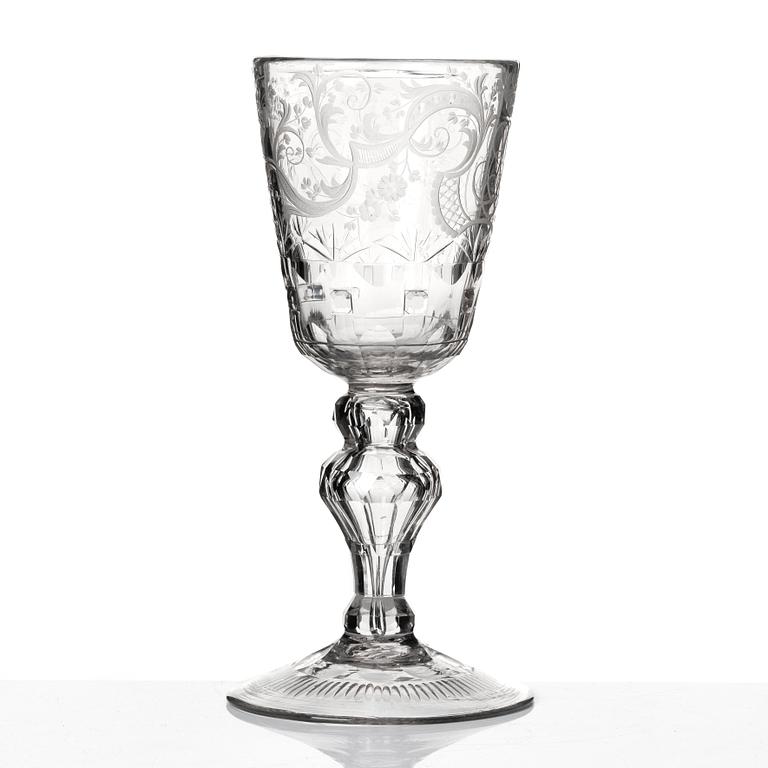 Praktpokal, glas, 1700-tal.