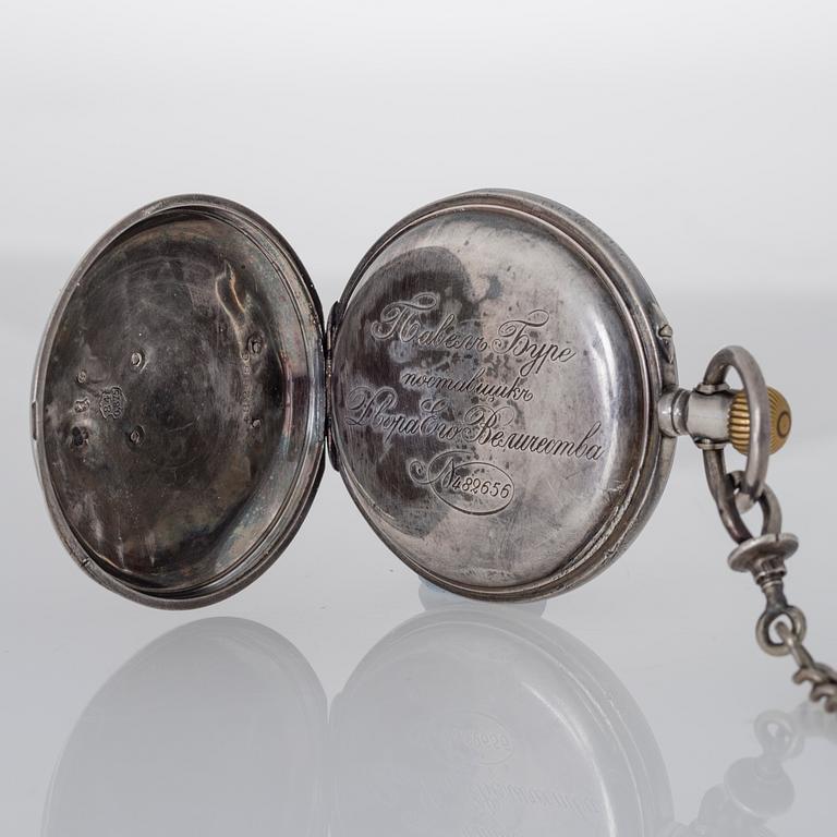 PAVEL BURE, pocket watch, silver, 50 mm.