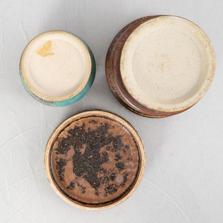Stig Lindberg, a lidded stoneware bowl and a vase, Gustavsberg Studio 1963 and 1965.