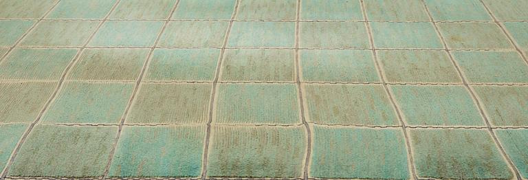 MÄRTA MÅÅS-FJETTERSTRÖM, a carpet, knotted pile in relief, "Rutig grön halvflossa", 311 x 207 cm, signed AB MMF.