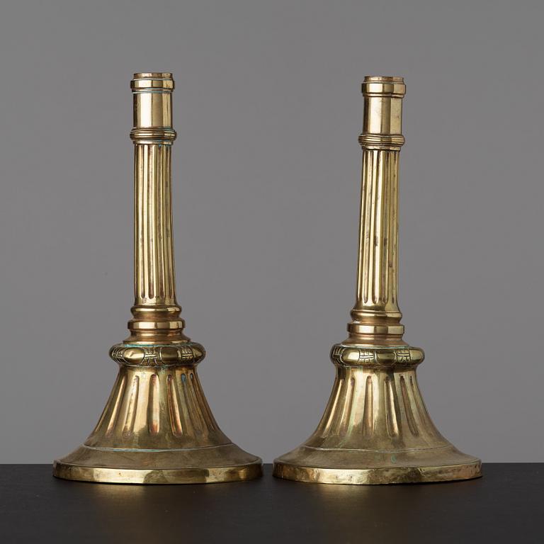 A pair of Gustavian late 18th century candlesticks.