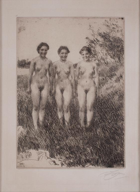 Anders Zorn, "Tre systrar" (Three sisters).